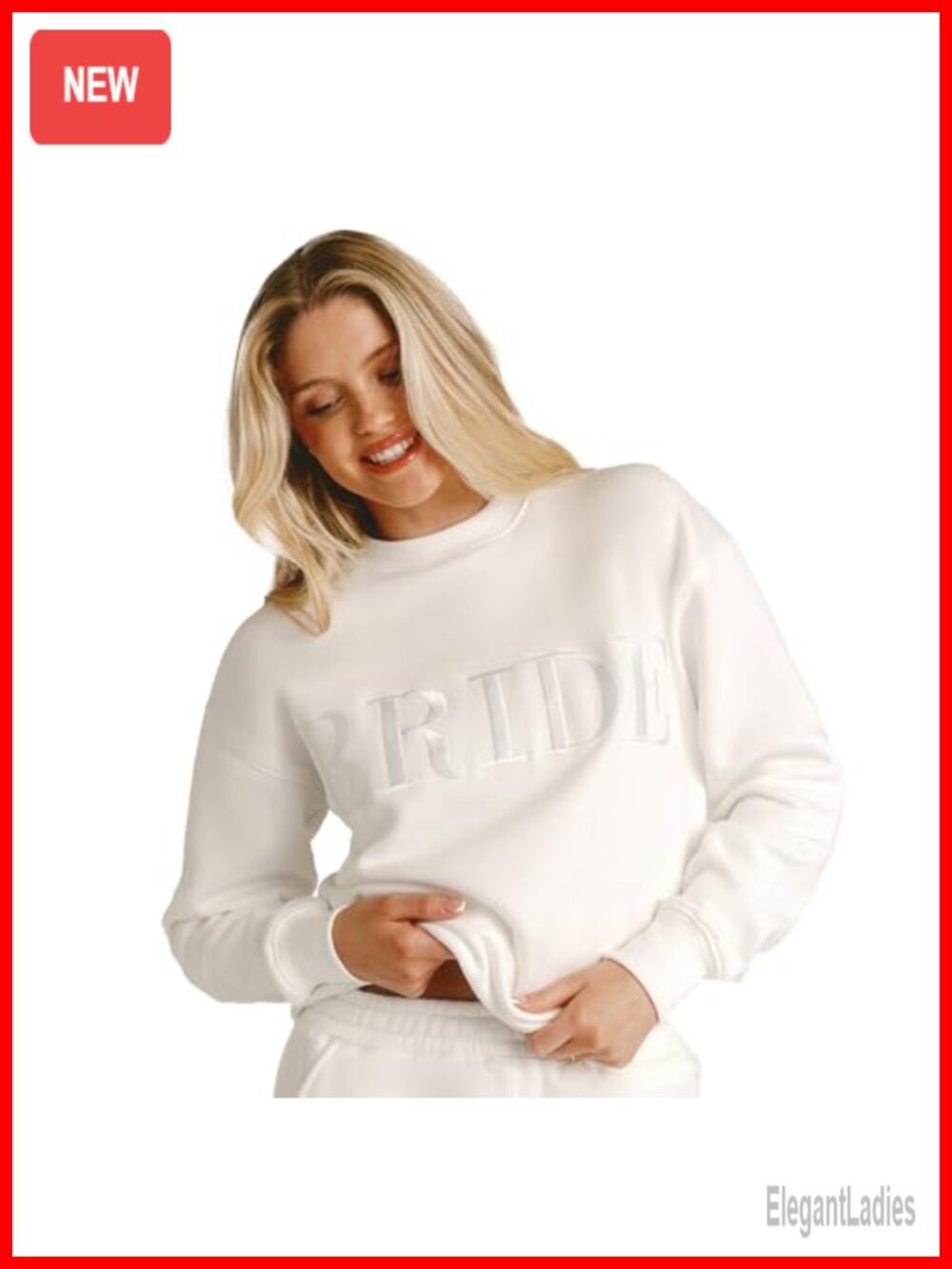 Oversized Bride Embroidered Crewneck Sweatshirt Soft Cozy